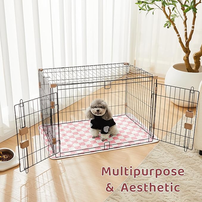 Ralxion 2 Pack Pink Checkered Washable Pee Pads for Dogs, Checkered Reusable Dog Pee Pads, for Puppy Playpen, Crate, Whelping Box, Potty Training, Cute Aesthetic Absorbency, Leak-Proof Non-Slip