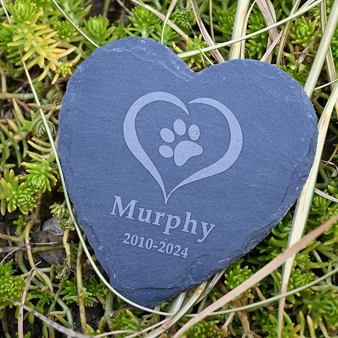 Custom Engraved Pet Memorial Garden Stone 6Inch, Pet Loss Gift, Dog Memorial, Heart Shape Dog Headstone, Dog Memorial Gift for Loss of Dog