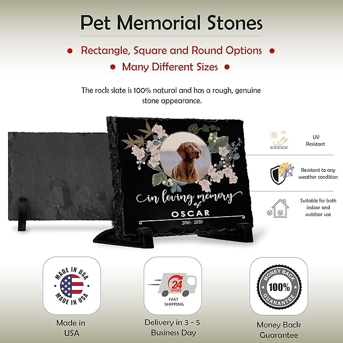 Brd Gifts Pet Memorial Stone with Photo - 6"x8" - 6 Designs - Pet Grave Marker - Pet Headstone | Dog Memorial Stone - Garden Memorial Stones - Personalized Memorial | Waterproof - Outdoor & Indoor #6