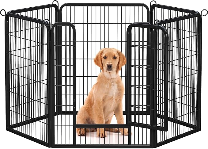 Yaheetech Wide Panel Dog Playpen, 6 Panels 40 inch High Pet Pen with Gate, Portable Indoor Outdoor Fence for Medium/Large Breed Dogs