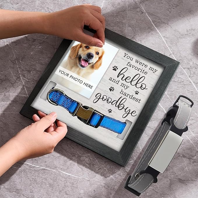 Dog Memorial Gifts for Loss of Dog, Pet Memorial Frame with Collar Holder,Pet Memorial Sympathy Gift Passing Away, 9x9''Dogs Memorial Picture Frame