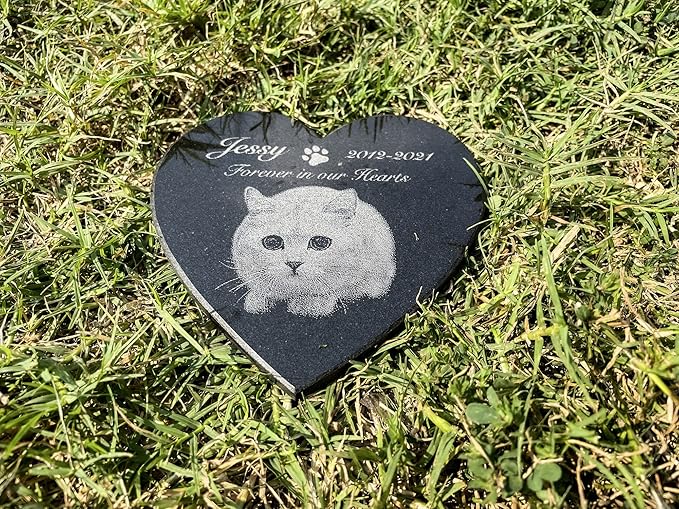 ADFSTONE 16" Heart Shaped Pet Memorial Stones Personalized Dog Remembrance Gifts, Customized Cat Picture Grieving Plaque, DIY Gravestone, Custom Sympathy Photo Gift, Animal Grave Markers