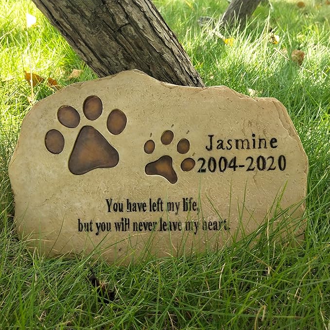 Pet Memorial Stones, Dog Memorial Stone Dog Headstones Garden Stones for Dogs or Cats Engraved with Pet's Name, Dates and Sentence, Personalized Pet Grave Markers Pet Memorial Gifts Dog Loss Gifts