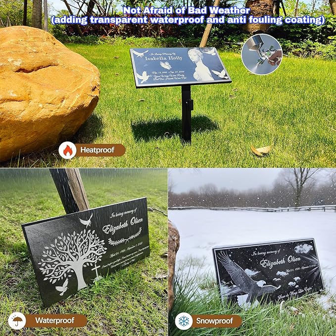 Memorial Stone for Loved Personalized, Grave Marker for Cemetery, Headstone for Graves, Dove Memorial Plaque, Grave Markers, Tombstone Grave Outdoors, Grave Decorations for Cemetery