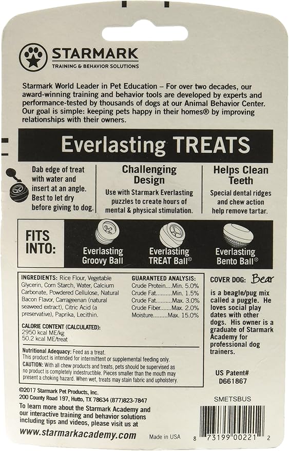 StartMark (3 Pack) StarMark Everlasting Bacon Dog Dental Chews, Small (2 Chews Per Pack / 6 Total)