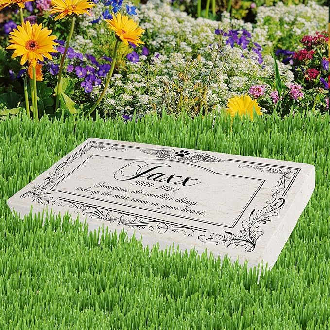 Personalized Pet Memorial Stone, 6x12 Custom Limestone Pet Grave Markers as Keepsake or Pet Remembrance, Thoughtful Pet Loss Gifts for Bereaved Pet Owners, Personalized Memorial Gifts (Jaxx)