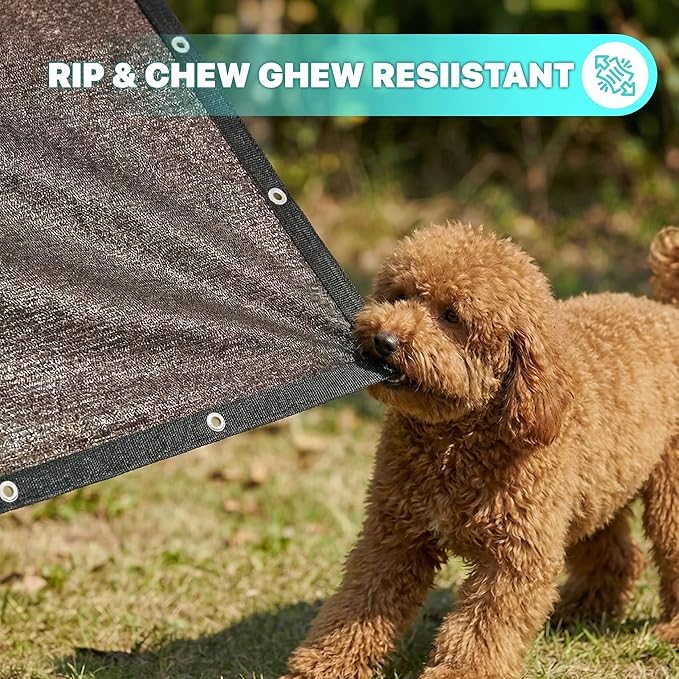 Royal Shade 10' x 18' Brown Custom Size 90% Shade Cloth Dog Kennel Shade Mesh Tarp Sunblock with Grommets for Dog Kennel Cover, Fence Privacy Screen, Greenhouse, Chicken Coop & Pet Playpen.