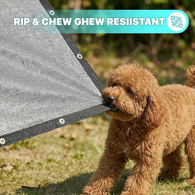 Royal Shade 7' x 30' Grey Custom Size 90% Shade Cloth Dog Kennel Shade Mesh Tarp Sunblock with Grommets for Dog Kennel Cover, Fence Privacy Screen, Greenhouse, Chicken Coop & Pet Playpen.