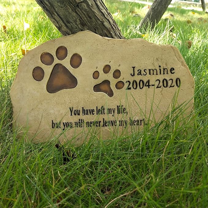 Pet Memorial Stones, Dog Memorial Stone Dog Headstones Garden Stones for Dogs or Cats Engraved with Pet's Name, Dates and Sentence, Personalized Pet Grave Markers Pet Memorial Gifts Dog Loss Gifts