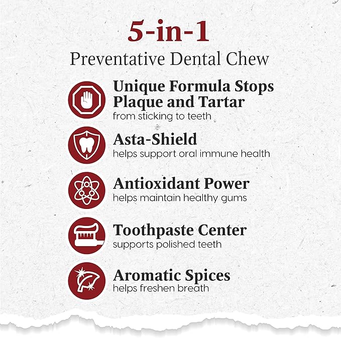 Ark Naturals Protection Plus Brushless Toothpaste for Mini Breeds, 4 oz Bag, Dog Dental Chew with Toothpaste Center, Prevents Plaque & Tartar, Freshens Breath