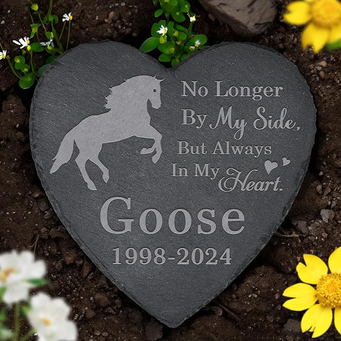 Horse Memorial Stone Horse Headstone - Memorial for Horse - Loss of Horse - Horse Keepsake - Pet Remembrance Horse - in Memory of Horse (Heart-Shaped)