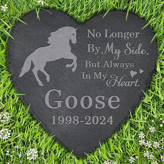 Horse Memorial Stone Horse Headstone - Memorial for Horse - Loss of Horse - Horse Keepsake - Pet Remembrance Horse - in Memory of Horse (Heart-Shaped)