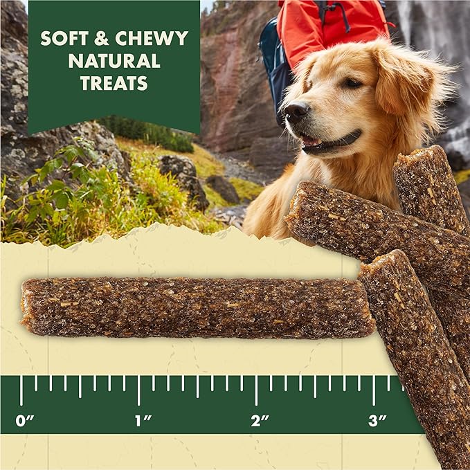 Zukes Adventure Sticks Beef and Bison Dog Treats, Natural Dog Treat Sticks - 16 oz. Pouch