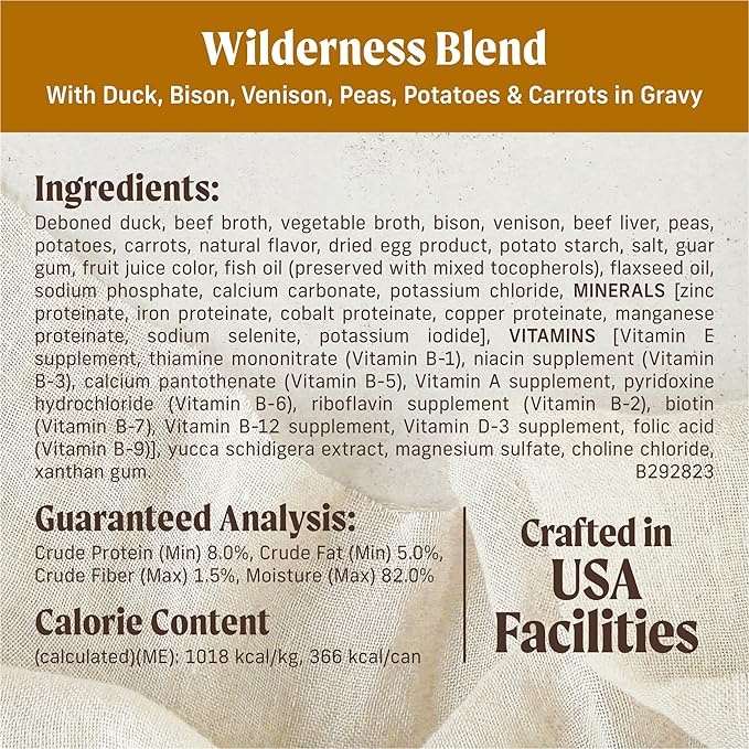 Merrick Grain Free Wet Dog Food, Premium Soft and Wholesome Canned Adult Dog Food, Wilderness Blend Recipe - (Pack of 12) 12.7 oz. Cans