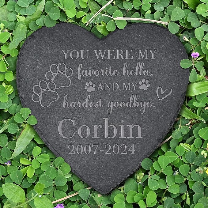 Pet Memorial Gifts, Pet Memorial Stone, Dog Memorial Stone, Dog Memorial Gifts for Loss of Dog, Cat Memorial Gifts, Pet Loss Gifts, Loss of Dog Sympathy Gift, In Memory of Pet - My Hardest Goodbye