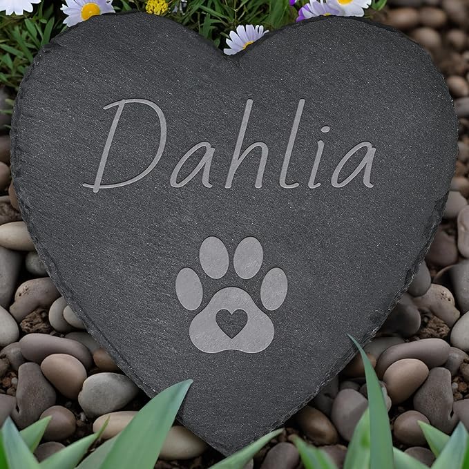 Pet Memorial Gifts, Pet Memorial Stone, Dog Memorial Gifts for Loss of Dog, Pet Remembrance Gift, in Memory of Dog Cat, Loss of Pet Sympathy Gift, Pet Loss Gifts - Paw Print(Heart-Shaped)