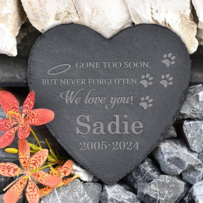 Pet Memorial Gifts, Pet Memorial Stone, Dog Memorial Stone, Dog Memorial Gifts for Loss of Dog, Cat Memorial Gifts, Pet Loss Gifts, Loss of Dog Sympathy Gift, in Memory of Pet - Gone Too Soon