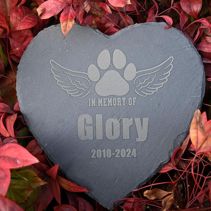 Personalized Pet Memorial Gifts, Dog Memorial Stone 4", Pawprint with Wing Dog Memorial Gifts for Loss of Dog, Dog Headstone, Pet Loss Gift