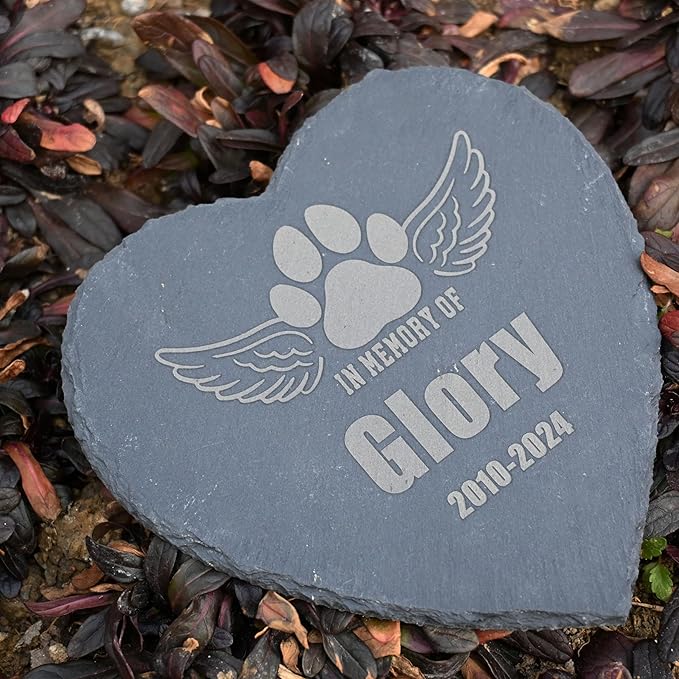 Personalized Pet Memorial Gifts, Dog Memorial Stone 6", Pawprint with Wing Dog Memorial Gifts for Loss of Dog, Dog Headstone, Pet Loss Gift
