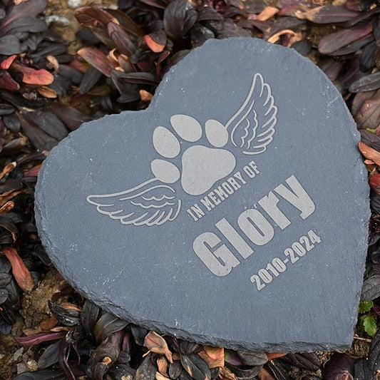 Personalized Pet Memorial Gifts, Dog Memorial Stone 6", Pawprint with Wing Dog Memorial Gifts for Loss of Dog, Dog Headstone, Pet Loss Gift