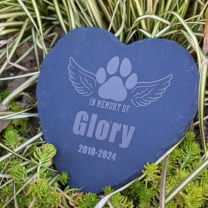 Personalized Pet Memorial Gifts, Dog Memorial Stone 6", Pawprint with Wing Dog Memorial Gifts for Loss of Dog, Dog Headstone, Pet Loss Gift