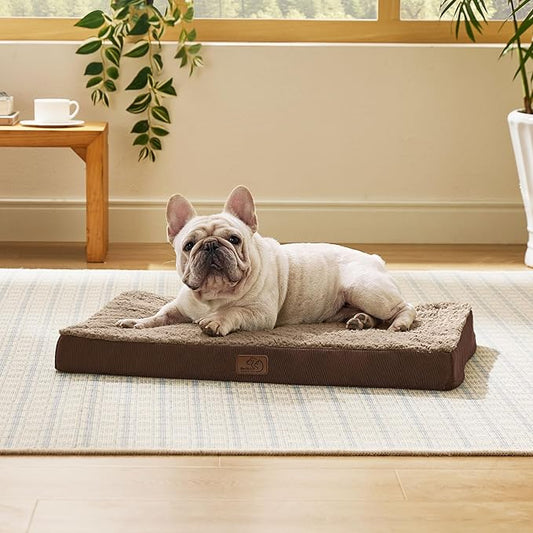 Bedsure Dog Bed Medium Size Dog - Comfy Flat Puppy Beds with Removable Washable Cover, Orthopedic Egg Crate Foam Pet Mat, Suitable for Pet Up to 30 lbs