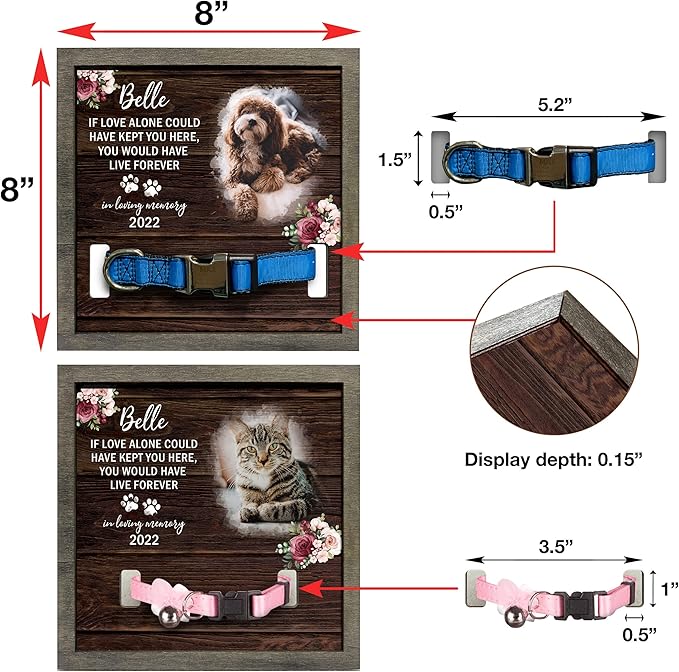 Customized Dog Collar Frame Memorial Pet Remembrance Gifts in Memory of Dog Cat Pet Loss Sign for Dogs Lover Gifts Sentimental Quote Pet Keepsake Remembrance Pet Sympathy Gifts Christmas Idea