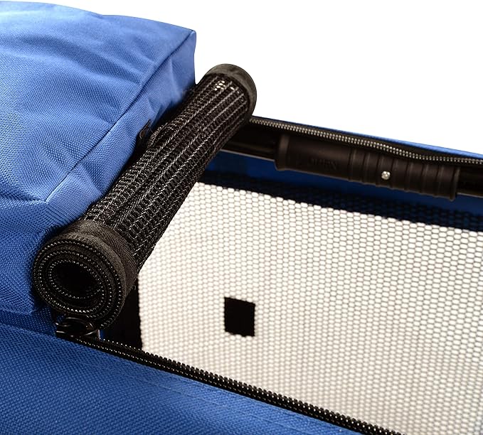 MOOL Large Pet Carrier Crate with Reversible Fleece Mat, Blue