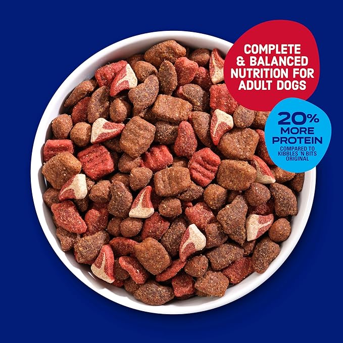 Kibbles 'n Bits Triple Steak Flavor Dry High Protein Dog Food, 14 lb. Bag