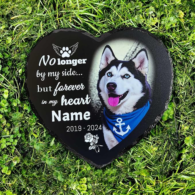Memorial Stone for Loss of Dog, Personalized Dog Memorial Stone Gifts - Sympathy Remembrance Plaque, Custom Colorful Pet Memory Garden, Passing Away Gifts for Cat Grave Headstones (Heart 03)
