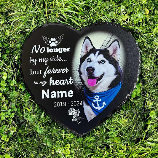 Memorial Stone for Loss of Dog, Personalized Dog Memorial Stone Gifts - Sympathy Remembrance Plaque, Custom Colorful Pet Memory Garden, Passing Away Gifts for Cat Grave Headstones (Heart 03)