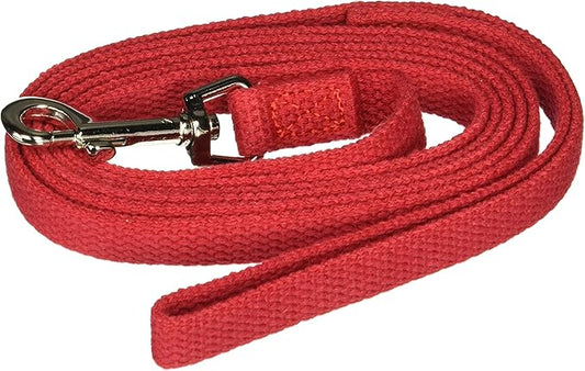 Cotton Dog Training Lead, 6ft, Red, Soft Woven Dog Training Leash for Obedience, Recall, and Control Training