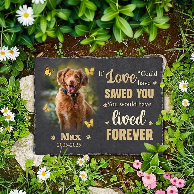 Personalized Pet Memorial Stone | Custom Photo Memory Plaque for Dogs | Pet Remembrance Gift for Loss of Dog | Memorial Stone for Garden or Home Decor