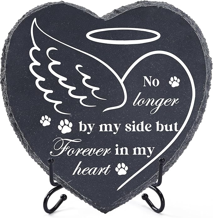 Pet Memorial Stone for Dogs 7.6"x7.2", Dog Heart Memorial Gifts for Loss of Dog, Dog Memory Gifts, Cat Loss Gifts, Pet Headstone for Indoor Outdoor, Pattern-8