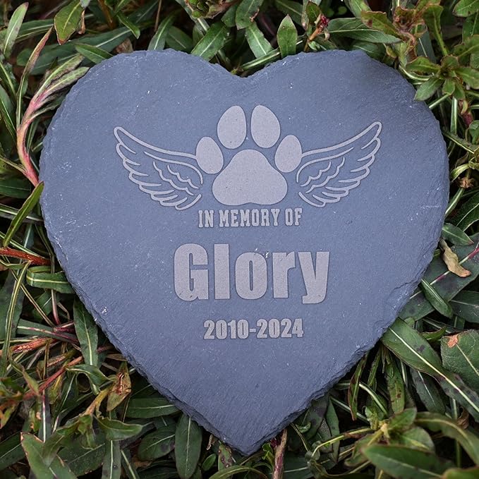 Personalized Pet Memorial Gifts, Dog Memorial Stone 6", Pawprint with Wing Dog Memorial Gifts for Loss of Dog, Dog Headstone, Pet Loss Gift