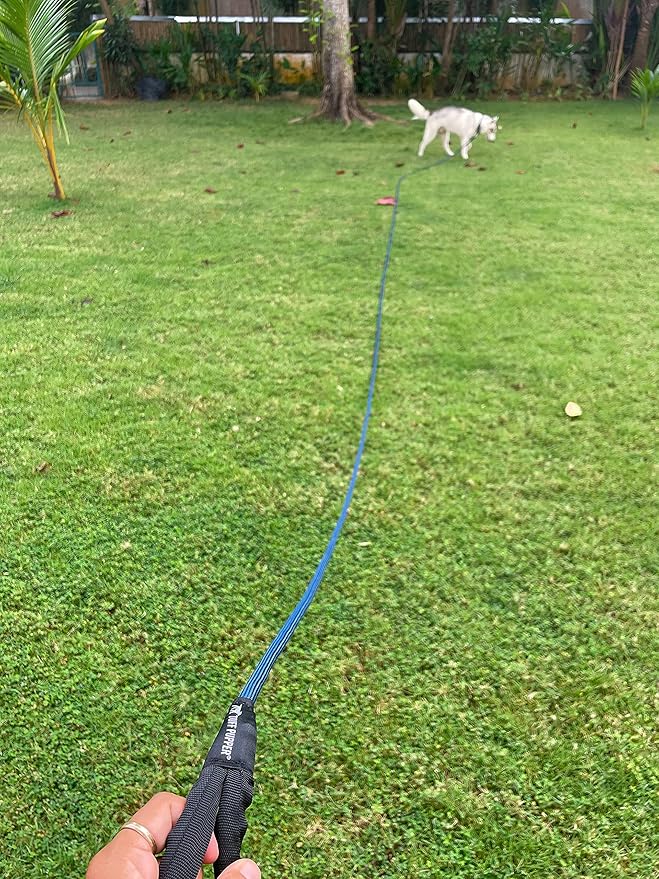 Tuff Pupper Heavy Duty 30 Foot Long Rope Leash for Dogs | Dog Recall Training Lead | High Visibility Strong Climbing Rope Leash | Hand or Waist Worn | Stainless Steel 360° Clips for Tangle Free Use