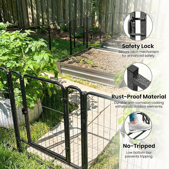 Dog Playpen Outdoor 16 Panels 32'' Rustproof Metal Dog Fence with Gate Small Medium Portable Large Dog Play Pen 36FT, 96 Sq.ft for RV Camping, Trips, Play Yard