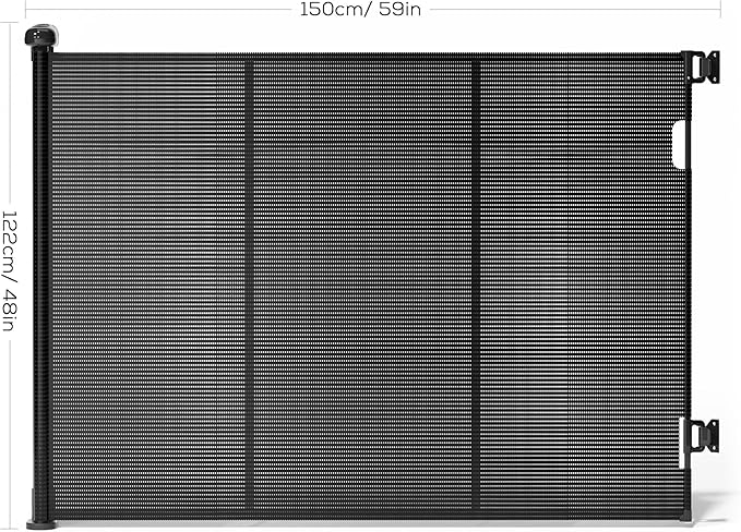 Retractable Baby Gate for Stairs, 48" Tall X 59" Wide Mesh Dog Gate Indoor, Child Gate for Doorways, Hallways, Deck, Indoor Outdoor Pet Baby Safety Essentials for Home, Black