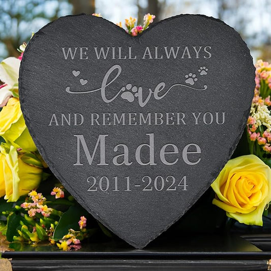 Pet Memorial Gifts, Pet Memorial Stone, Dog Memorial Gifts for Loss of Dog, Pet Remembrance Gift, In Memory of Dog Cat, Loss of Pet Sympathy Gift, Pet Loss Gifts - Always Love & Remember(Heart-shaped)
