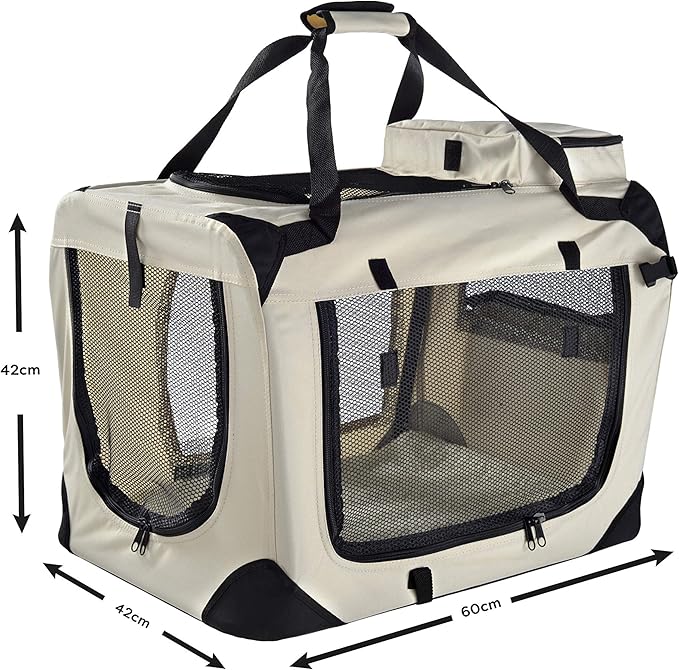 MOOL Lightweight Fabric Pet Carrier Crate for Dogs, Cats or Small Animals, Beige