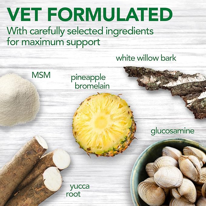 Vet’s Best Aches + Pains Dog Supplement, Vet Formulated for Dog Occasional Discomfort and Hip and Joint Support, 50 Chewable Tablets