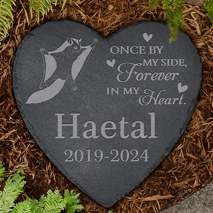 Personalized Pet Memorial, Flying Squirrel Memorial Stone, Flying Squirrel Tombstone, Flying Squirrel Grave Marker, Flying Squirrel Memorial Gifts, Flying Squirrel Loss - Heart-Shaped