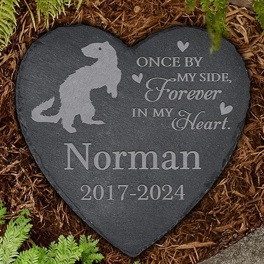 Personalized Pet Memorial, Ferret Memorial Stone, Ferret Tombstone, Ferret Grave Marker, Ferret Memorial Gifts, Ferret Loss - Heart-Shaped
