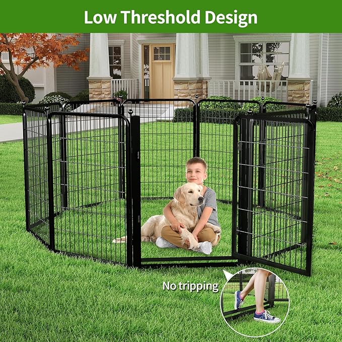 Dog Playpens with Low Threshold Gate, 40 Inch 24 Panels Heavy Duty Outdoor Dog Play Pen, RV Camping Yard Indoor Puppy Playpen Portable Pet Pen Fence for Large/Medium/Small Dogs