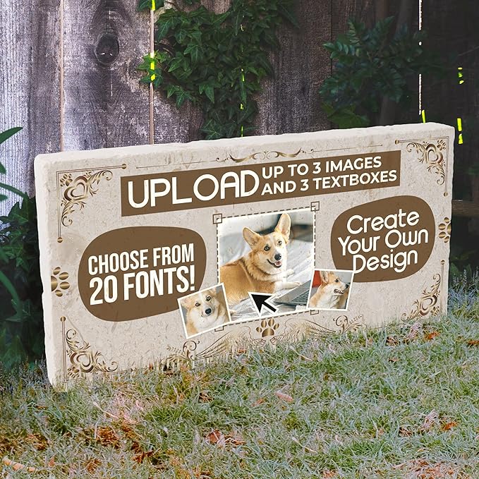 Personalized Pet Memorial Stones, 6x12 Create Your Own Pet Grave Markers as Keepsake or Pet Remembrance, Pet Loss Gifts for Bereaved Pet Owners, DIY Personalized Pet Memorial Limestone (Design 6)