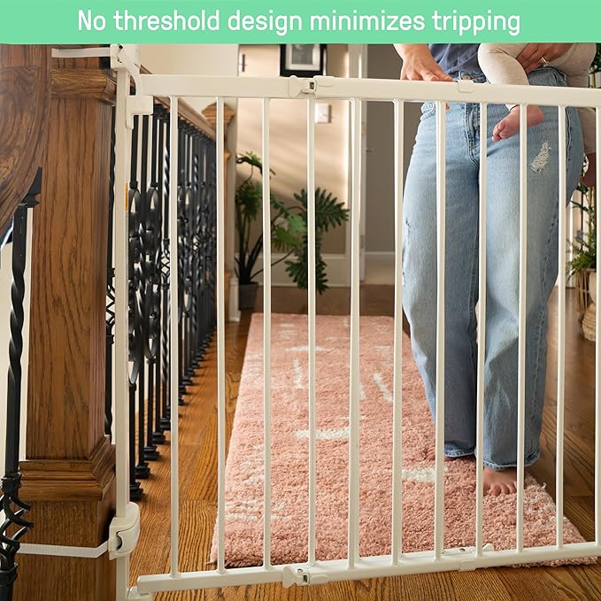 Ingenuity Stairway+ 46W Series Safety Pet and Baby Gate, 32"-48" Wide, 32.5" Tall, Pressure or Hardware Mounted, Install Wall to Wall or Bannister to Bannister to Bannister in Doorway or Stairway