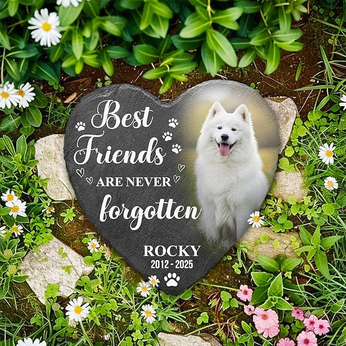 Custom Pet Memorial Stone for Dogs | Personalized Dog Loss Remembrance Plaque with Photo | Beloved Furry Friend Memorial Gift | Thoughtful Pet Loss Condolence Stone Personalized