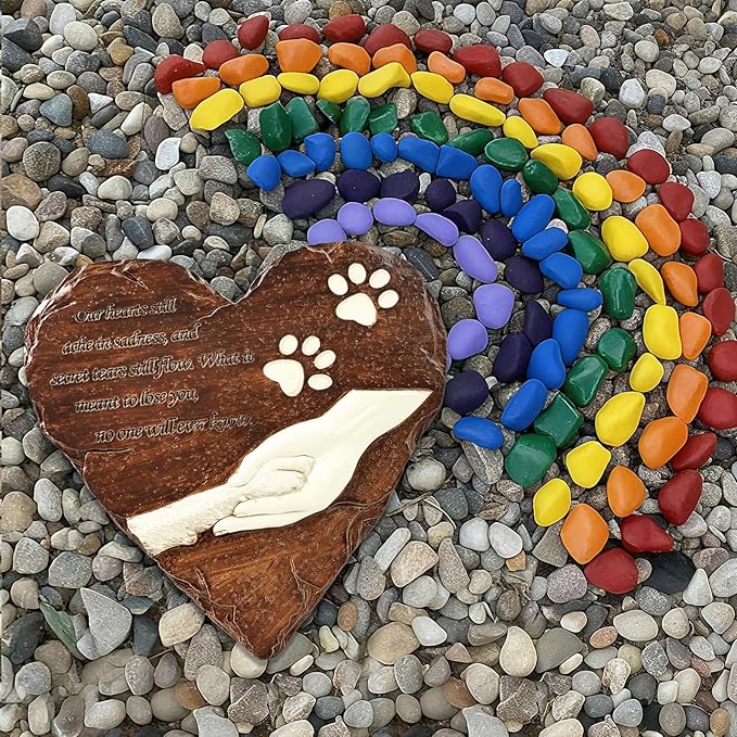 Pet Memorial Stone, Loss of Dog Sympathy Gift, Cat & Dog Passing Away Gift, Pet Loss Sympathy Gifts, Garden Stone for Pet Remembrance, Grave Marker Headstones for Dogs Cats(Brown)