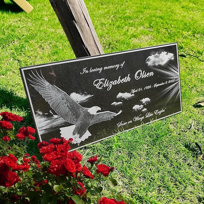 Memorial Stone Personalized, Grave Marker Cemetery, Headstones for Graves, Grave Markers, Eagle Memorial Plaque, Grave Decorations for Cemetery, Temporary Gravestone