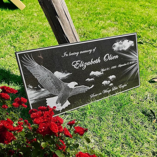 Memorial Stone Personalized, Grave Marker Cemetery, Headstones for Graves, Grave Markers, Eagle Memorial Plaque, Grave Decorations for Cemetery, Temporary Gravestone